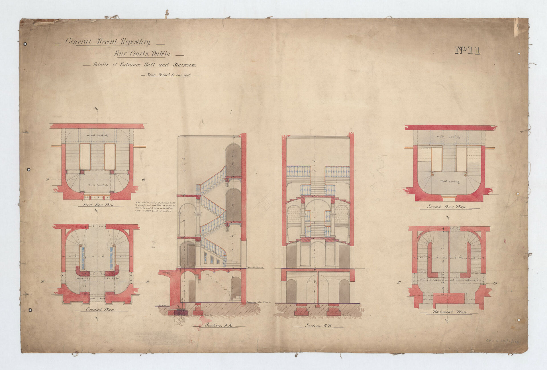 Details of entrance hall and staircase General Records Repository Four Courts Dublin National Archives OPW 5 HC1106 8 1864