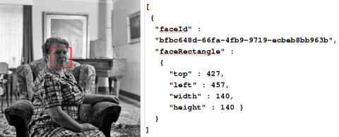 Voorbeeld identified Face Azure met JSON response cop Filip Tas