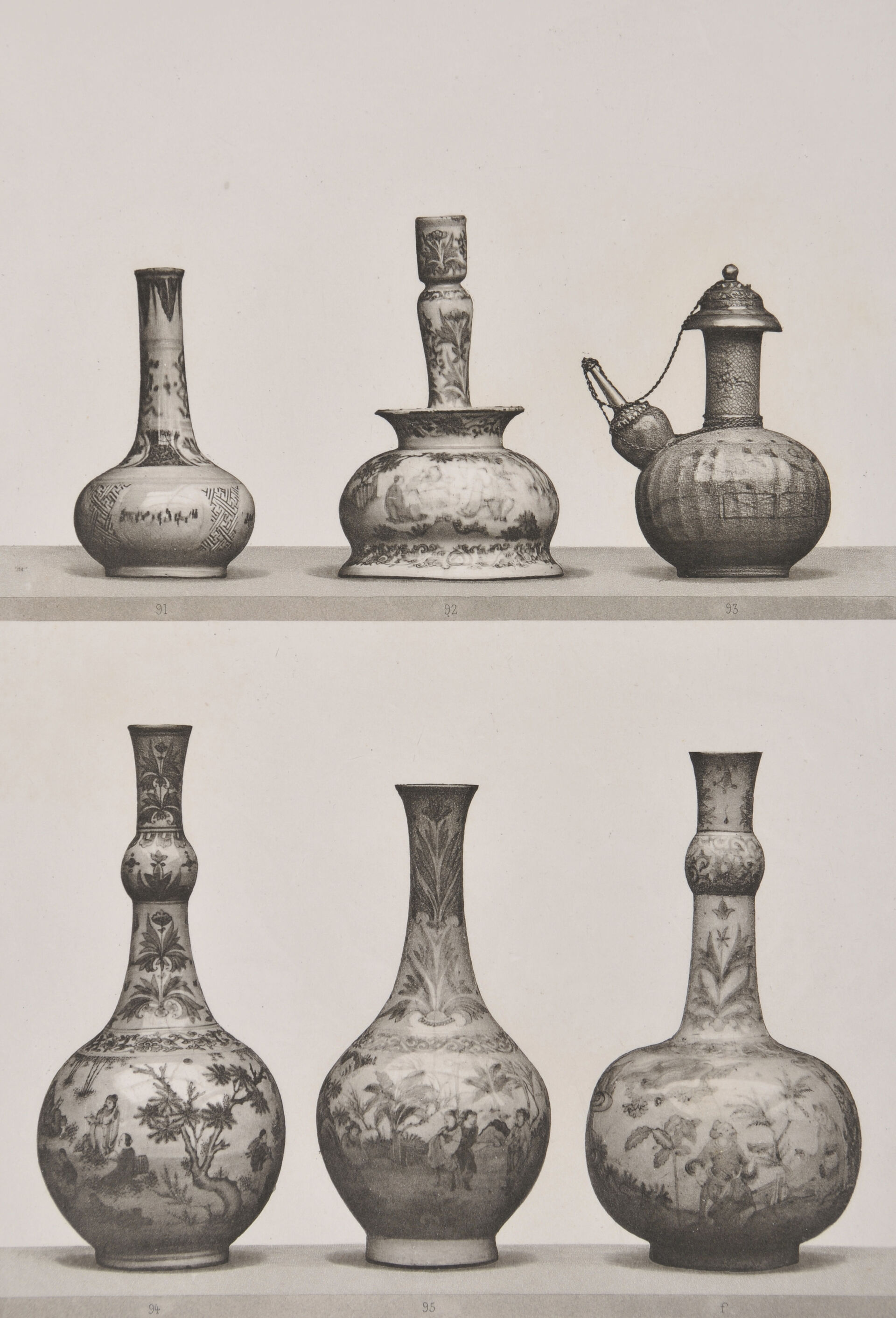 Paul Dujardin Blue decorated glazed porcelains Persian style ca 1880 Collection FOMU P1995101